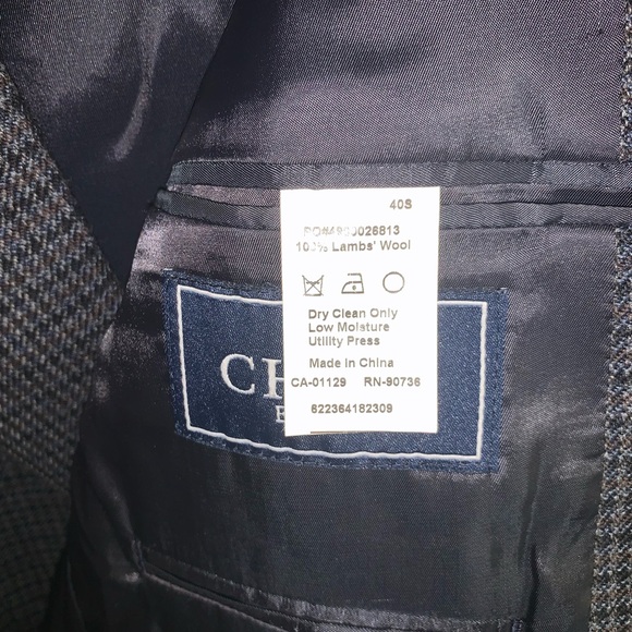 Chaps plaid lambswool sport coat blazer suit jacket size 40S - Picture 3 of 4